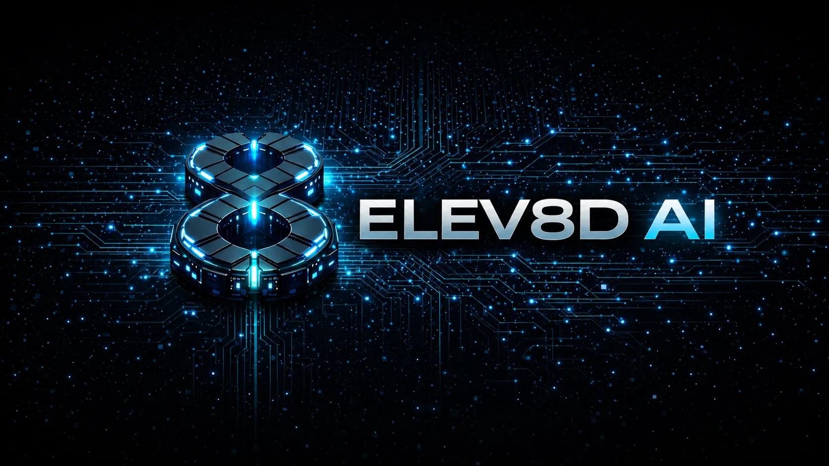 ELEV8D AI illuminated circuit-board logo